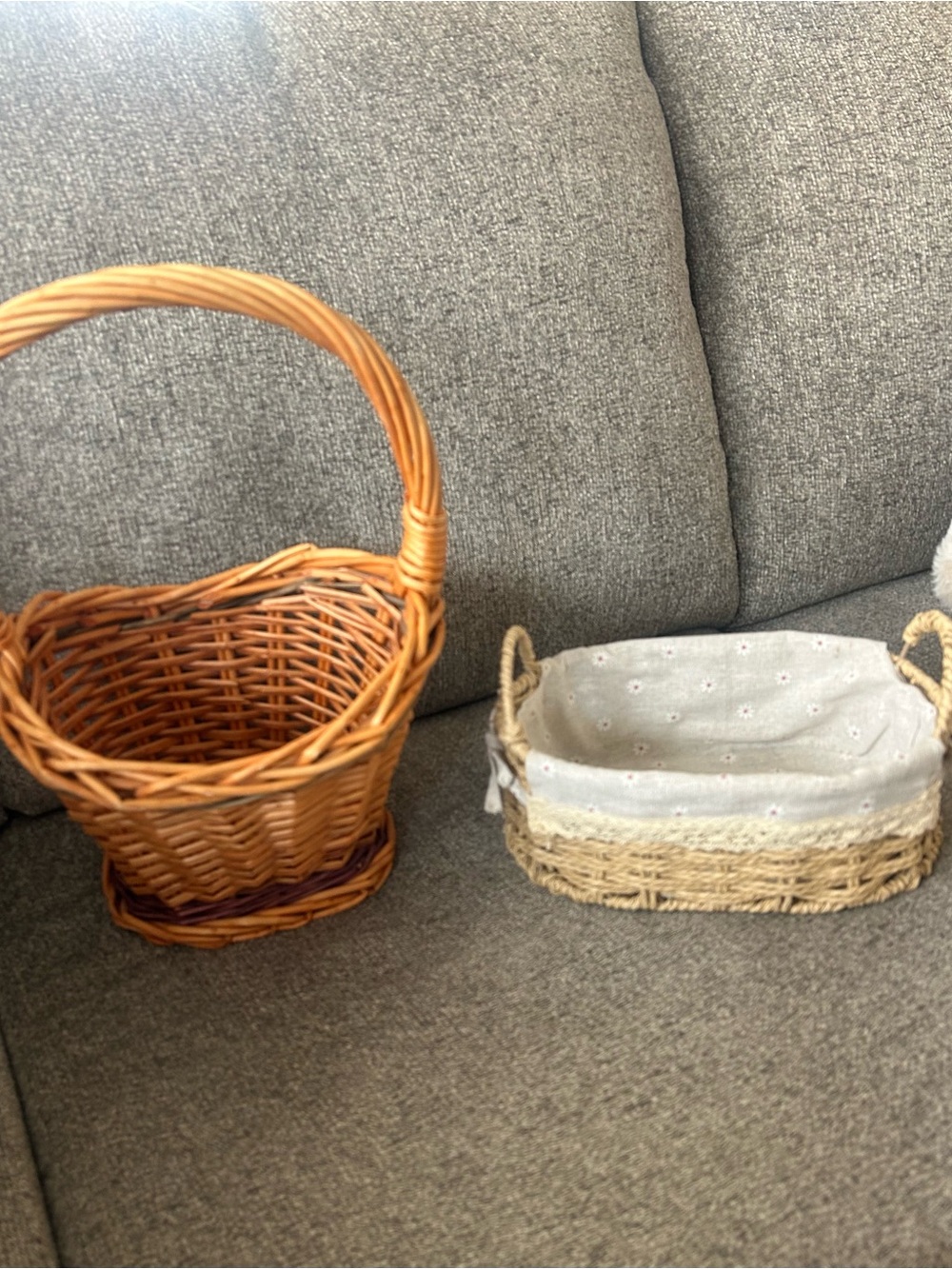 Woven Decorative Basket Set - Natural and Light Beige